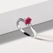 RUBY RING WITH SHINING DIAMONDS IN WHITE GOLD - RUBY RINGS - RINGS