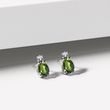 EARRINGS DROPS OF WHITE GOLD WITH MOLDAVITES AND DIAMONDS - MOLDAVITE EARRINGS - EARRINGS