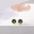 WHITE GOLD STUD EARRINGS WITH MOLDAVITES - MOLDAVITE EARRINGS - EARRINGS