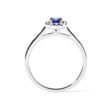 BLUE SAPPHIRE AND DIAMOND HALO RING IN WHITE GOLD - SAPPHIRE RINGS - RINGS