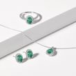 EMERALD AND DIAMOND OVAL PENDANT IN WHITE GOLD - EMERALD NECKLACES - NECKLACES
