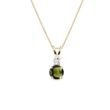 YELLOW GOLD NECKLACE WITH MOLDAVITE AND BRILLIANT - MOLDAVITE NECKLACES - NECKLACES