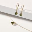 BOUCLES D'OREILLES EN OR BLANC AVEC MOLDAVITE ET DIAMANT - BOUCLES D'OREILLES EN MOLDAVITE - BOUCLES D'OREILLES