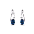 BOUCLES D'OREILLES EN OR BLANC AVEC SAPHIRS ET DIAMANTS - BOUCLES D'OREILLES EN SAPHIR - BOUCLES D'OREILLES