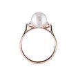 PEARL AND DIAMOND ROSE GOLD RING - PEARL RINGS - PEARL JEWELRY