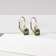 CUSHION CUT MOLDAVITE AND DIAMOND EARRINGS IN YELLOW GOLD - MOLDAVITE EARRINGS - EARRINGS