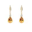 GOLD EARRINGS WITH CITRINES AND BRILLIANTS - CITRINE EARRINGS - EARRINGS