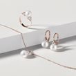 PEARL AND DIAMOND ROSE GOLD JEWELRY SET - PEARL SETS - PEARL JEWELRY