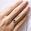 ROUND SAPPHIRE AND DIAMOND RING IN WHITE GOLD - SAPPHIRE RINGS - RINGS