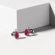 BOUCLES D'OREILLES D'OR BLANC 14 CT AVEC DIAMANTS ET RUBIS - BOUCLES D'OREILLES EN RUBIS - BOUCLES D'OREILLES