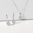 AQUAMARINE AND DIAMOND WHITE GOLD HALO NECKLACE - AQUAMARINE NECKLACES - NECKLACES