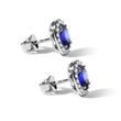 BOUCLES D'OREILLES EN OR BLANC AVEC DIAMANTS ET SAPHIRS OVALES - BOUCLES D'OREILLES EN SAPHIR - BOUCLES D'OREILLES