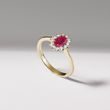 RUBY RING WITH BRILLIANTS IN YELLOW GOLD - RUBY ENGAGEMENT RINGS - ENGAGEMENT RINGS