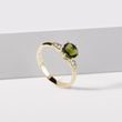 MOLDAVITE AND DIAMOND RING IN YELLOW GOLD - MOLDAVITE RINGS - RINGS