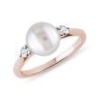 PEARL AND DIAMOND ROSE GOLD RING - PEARL RINGS - PEARL JEWELRY