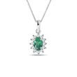 EMERALD AND DIAMOND NECKLACE IN WHITE GOLD - EMERALD NECKLACES - NECKLACES