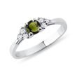 MOLDAVITE AND DIAMOND RING IN WHITE GOLD - MOLDAVITE RINGS - RINGS