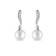 STUNNING GOLD EARRINGS WITH DIAMONDS AND PEARLS - PEARL EARRINGS - PEARL JEWELRY