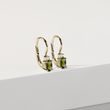 OVAL MOLDAVITE AND DIAMOND EARRINGS IN GOLD - MOLDAVITE EARRINGS - EARRINGS