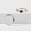 RED GARNET RING WITH DIAMONDS IN YELLOW GOLD - GARNET RINGS - RINGS