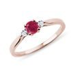 BAGUE D'OR ROSE AVEC DIAMANTS ET RUBIS - BAGUES EN RUBIS - BAGUES