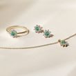 EMERALD AND DIAMOND FLOWER GOLD STUD EARRINGS - EMERALD EARRINGS - EARRINGS