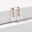 EARRINGS WITH DIAMONDS AND AKOYA PEARLS IN ROSE GOLD - PEARL EARRINGS - PEARL JEWELRY