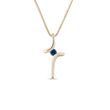 BLUE SAPPHIRE CROSS NECKLACE IN YELLOW GOLD - SAPPHIRE NECKLACES - NECKLACES