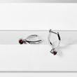 WHITE GOLD GARNET EARRINGS - GARNET EARRINGS - EARRINGS