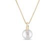 YELLOW GOLD NECKLACE WITH A FRESHWATER PEARL - PEARL PENDANTS - PEARL JEWELRY