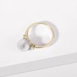 GOLD PEARL RING WITH DIAMONDS - PEARL RINGS - PEARL JEWELRY