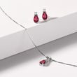 TEARDROP RUBY AND DIAMOND WHITE GOLD NECKLACE - RUBY NECKLACES - NECKLACES