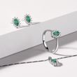 EMERALD AND DIAMOND NECKLACE IN WHITE GOLD - EMERALD NECKLACES - NECKLACES