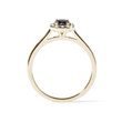 BLACK AND WHITE DIAMOND GOLD HALO RING - FANCY DIAMOND ENGAGEMENT RINGS - ENGAGEMENT RINGS