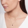 OVAL GARNET AND DIAMOND GOLD NECKLACE - GARNET NECKLACES - NECKLACES