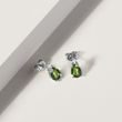 MOLDAVITE AND DIAMOND TEARDROP EARRINGS IN WHITE GOLD - MOLDAVITE EARRINGS - EARRINGS