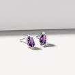 EARRING STUDS OF WHITE GOLD WITH BRILLIANTS AND AMETHYST - AMETHYST EARRINGS - EARRINGS