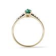 YELLOW GOLD RING WITH A TEA DROP CUT EMERALD AND DIAMONDS - EMERALD RINGS - RINGS