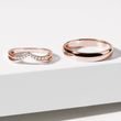ROSE GOLD WEDDING RING SET WITH A DOUBLE CHEVRON RING - ROSE GOLD WEDDING SETS - WEDDING RINGS