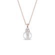 FRESHWATER PEARL AND DIAMOND ROSE GOLD NECKLACE - PEARL PENDANTS - PEARL JEWELRY