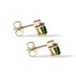 PUCES D'OREILLES EN OR JAUNE AVEC MOLDAVITES ET DIAMANTS - BOUCLES D'OREILLES EN MOLDAVITE - BOUCLES D'OREILLES