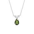 COLLIER EN OR BLANC AVEC DIAMANTS ET MOLDAVITE - COLLIERS AVEC MOLDAVITE - COLLIERS