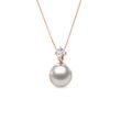 AKOYA PEARL AND DIAMOND PENDANT IN ROSE GOLD - PEARL PENDANTS - PEARL JEWELRY