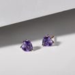 HEART-SHAPED EARRINGS WITH AMETHYST IN ROSE GOLD - AMETHYST EARRINGS - EARRINGS