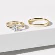 GOLD WEDDING RING SET WITH DIAMOND CHEVRON RING - YELLOW GOLD WEDDING SETS - WEDDING RINGS