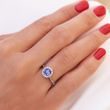 BAGUE AURÉOLE EN OR BLANC AVEC TANZANITE ET DIAMANTS - BAGUES EN TANZANITE - BAGUES