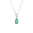 WHITE GOLD PENDANT WITH EMERALD AND BRILLIANT - EMERALD NECKLACES - NECKLACES