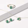 EMERALD AND DIAMOND OVAL GOLD PENDANT - EMERALD NECKLACES - NECKLACES