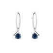 BOUCLES D'OREILLES EN OR BLANC AVEC SAPHIR BLEU - BOUCLES D'OREILLES EN SAPHIR - BOUCLES D'OREILLES