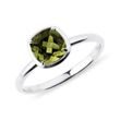 BAGUE EN OR BLANC AVEC MOLDAVITE - BAGUES EN MOLDAVITE - BAGUES